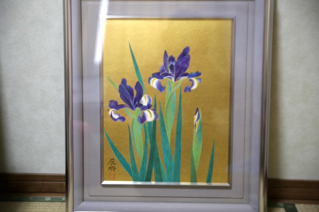 真作 加藤晨明「初夏」日本画 F6号 /日展評議員/共シール