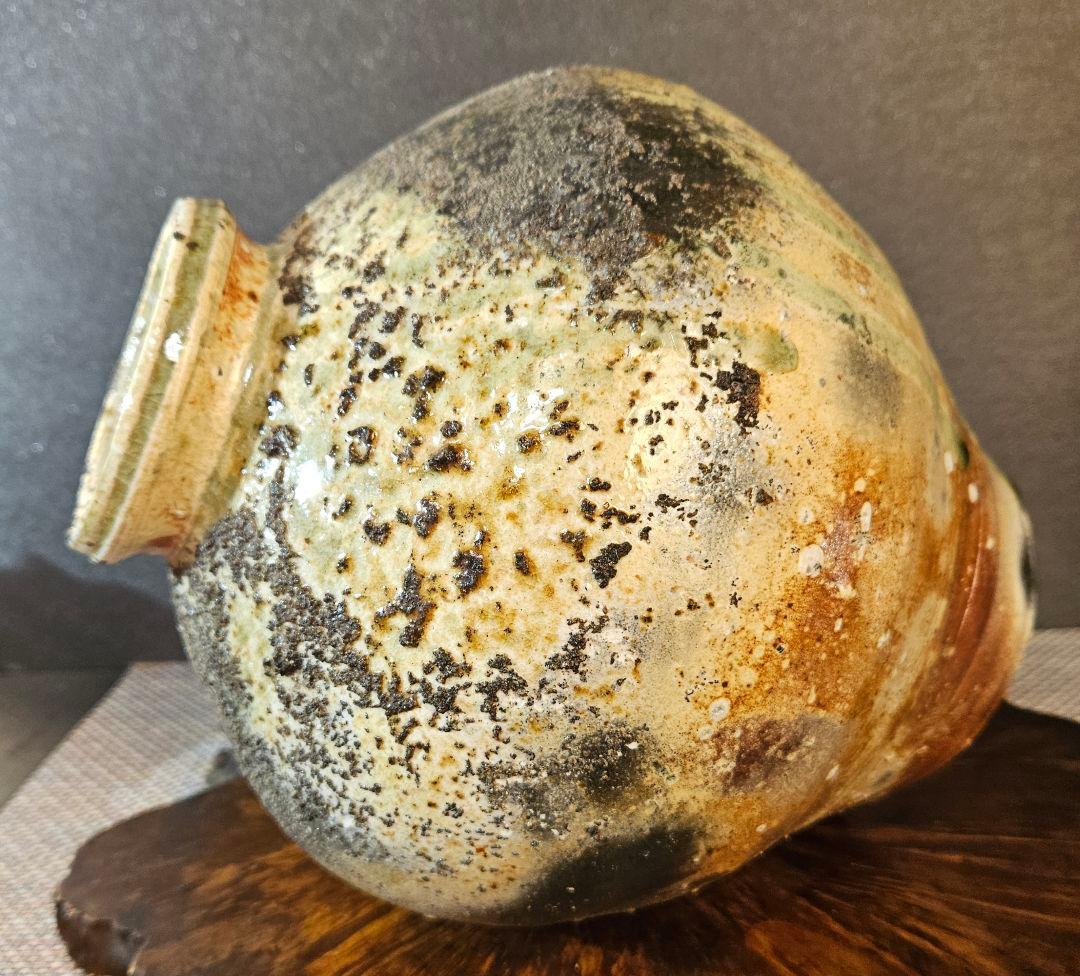 伊賀焼　森里香山作　窯変　高約23.1cm壺　大壺　花入　オブジェ　定価26万円