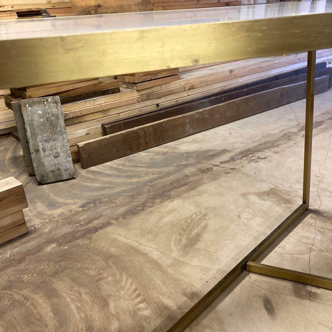 【送料込み】アンティーク　大理石風テーブル　ゴールドフレーム　店舗什器