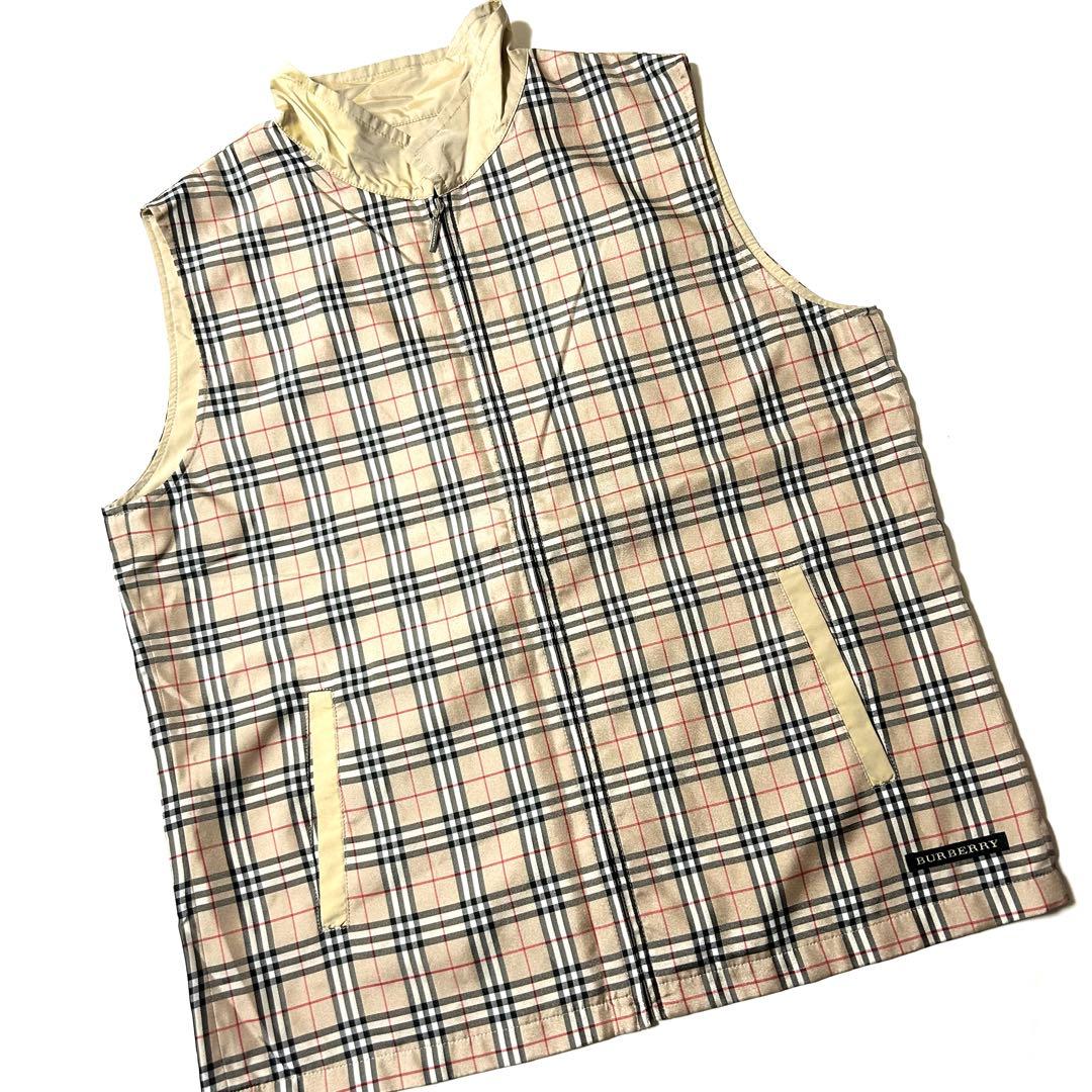 【美品】バーバリーゴルフ　ノバチェック　ジップアップ　ベスト　ゴルフウェア　L