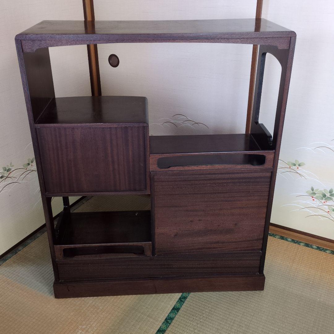 昭和レトロ 鎌倉彫 茶箪笥 和製 飾り棚 シェルフ アンティーク 骨董