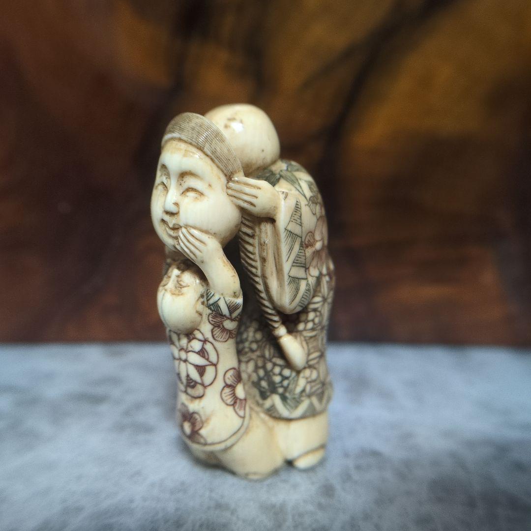 極上　　人物根付　天然素材　置物　古美術品　 細密細工　骨董　アンティーク