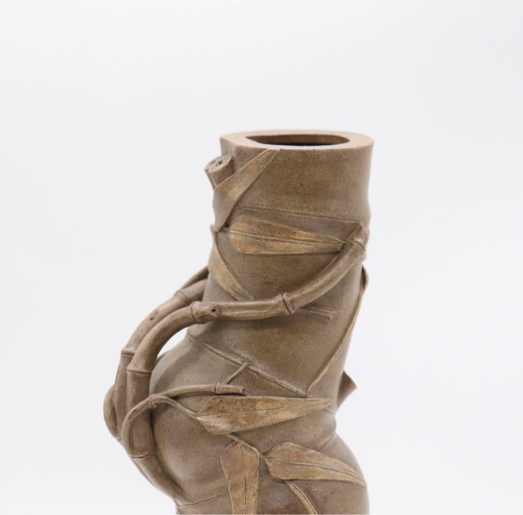 中国　黄泥竹型筆入　在銘　送料込み1117