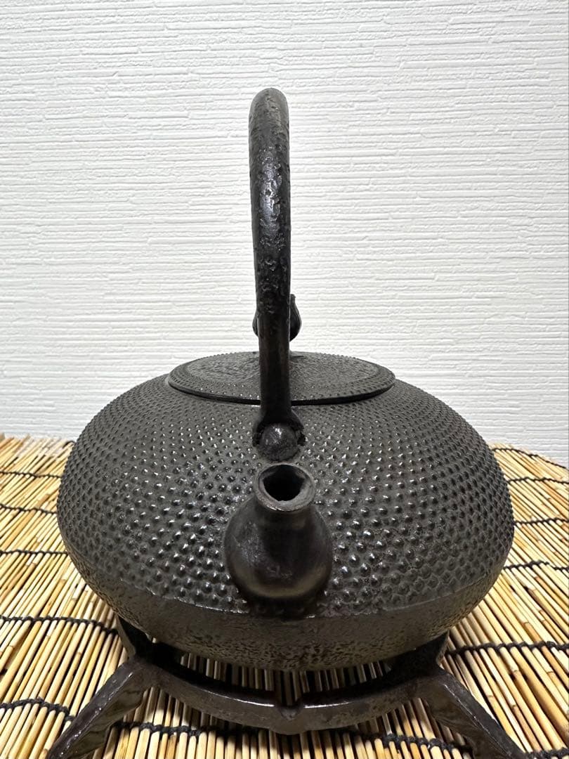 デッドコンディション、付属品付　南部金狐堂　１５型算玉形　南部鉄瓶　南部鉄器