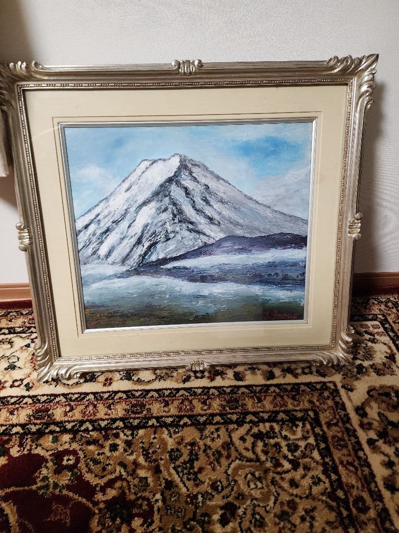 油絵■富士山風景画　額縁付き