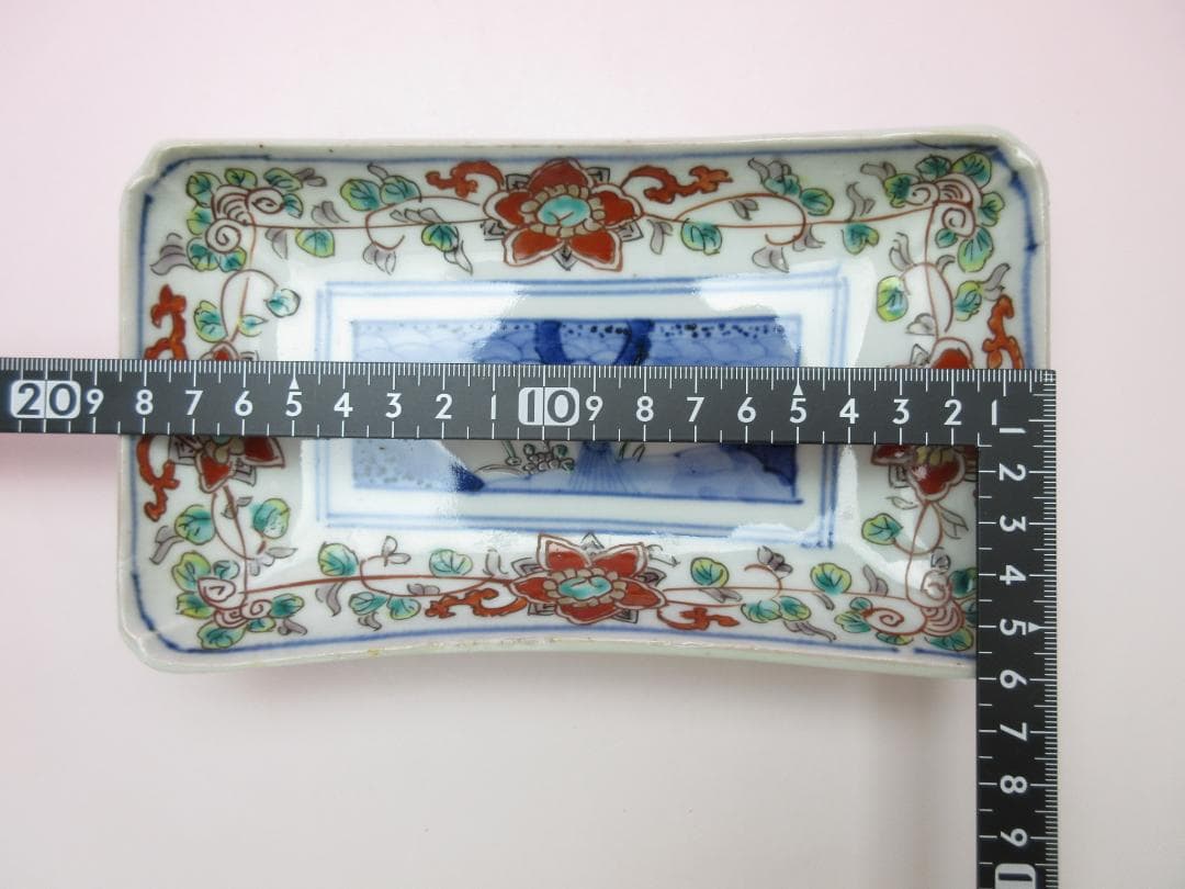アンティーク 染錦 花紋 長皿 8客 MO70720