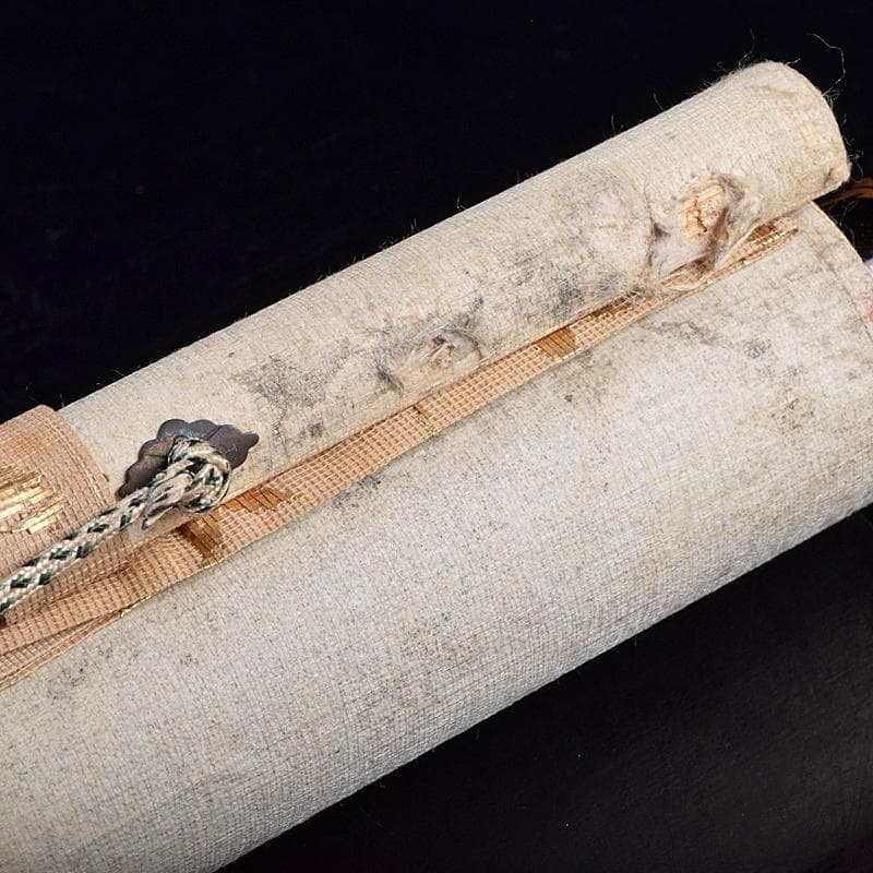 掛軸　文也画　山水図　山脇充夫　勅題海上雲遠書讃　絹本三幅　共箱　D　R9359