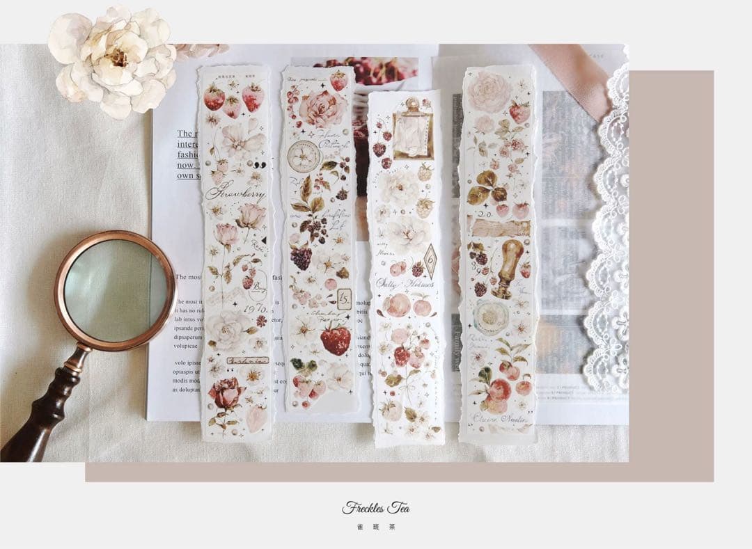 雀斑茶《玫瑰与浆果》海外マスキングテープ　マステ 【1637】