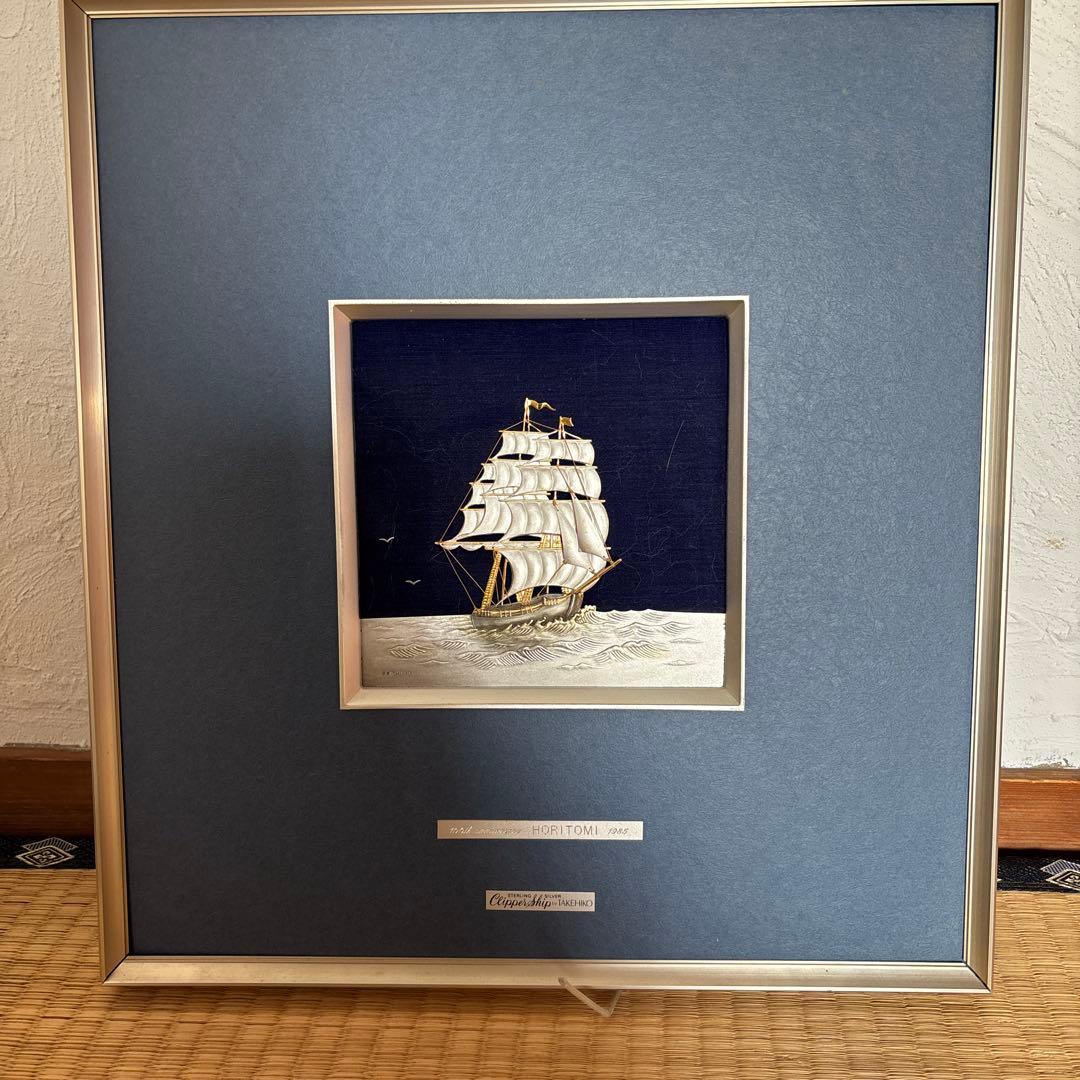 金属美術工芸品TAKEHIKO (武比古作) 帆船　　純銀　silver