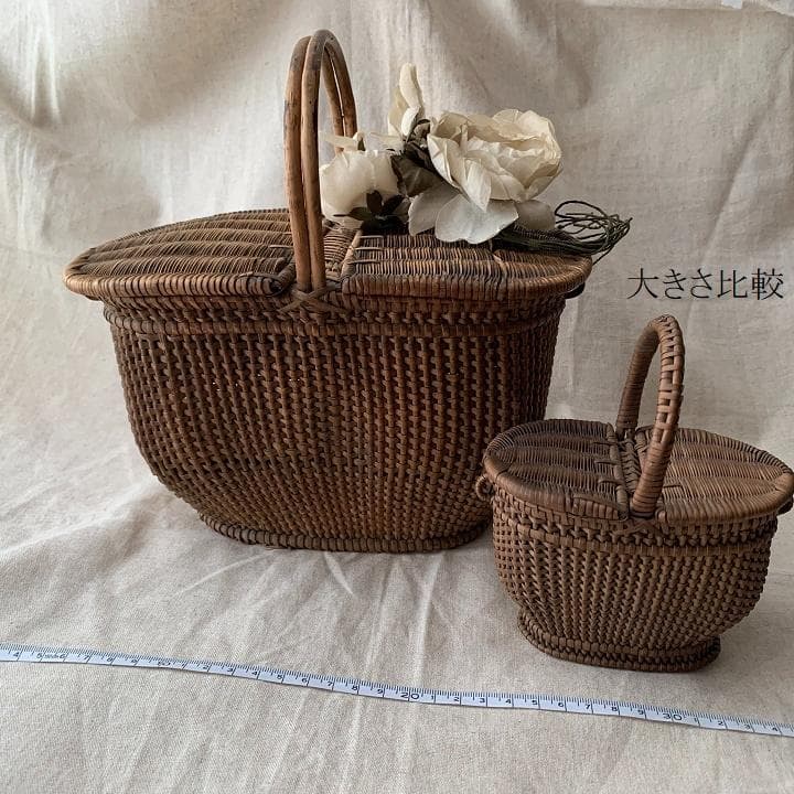 フランスアンティーク　バスケット　プッペンパニエ　大きなかご　ディスプレイ