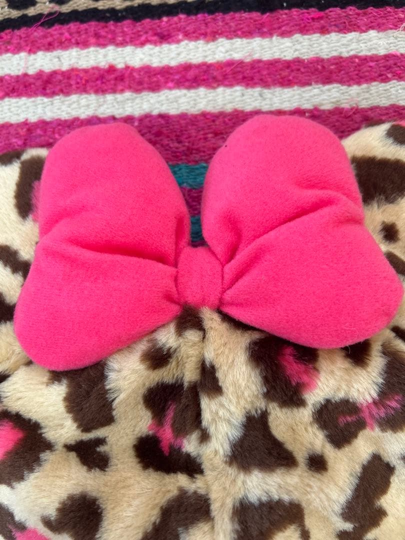 ディズニー　ファンキャップ　マフラーキャップ　 茶色　ヒョウ柄　ミニー