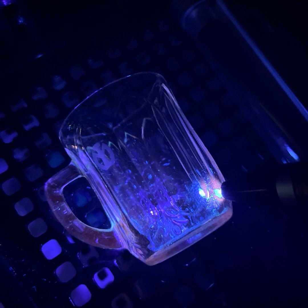 骨董　時代ガラス　プレスガラス　刻印あり　満州電鉄　取手付きグラス コップ１客