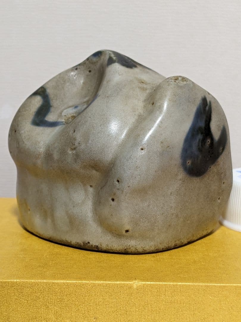 ⭐朝鮮陶磁 李朝中期 染付 桃形 水滴 文房四宝 コレクション骨董品アンティーク