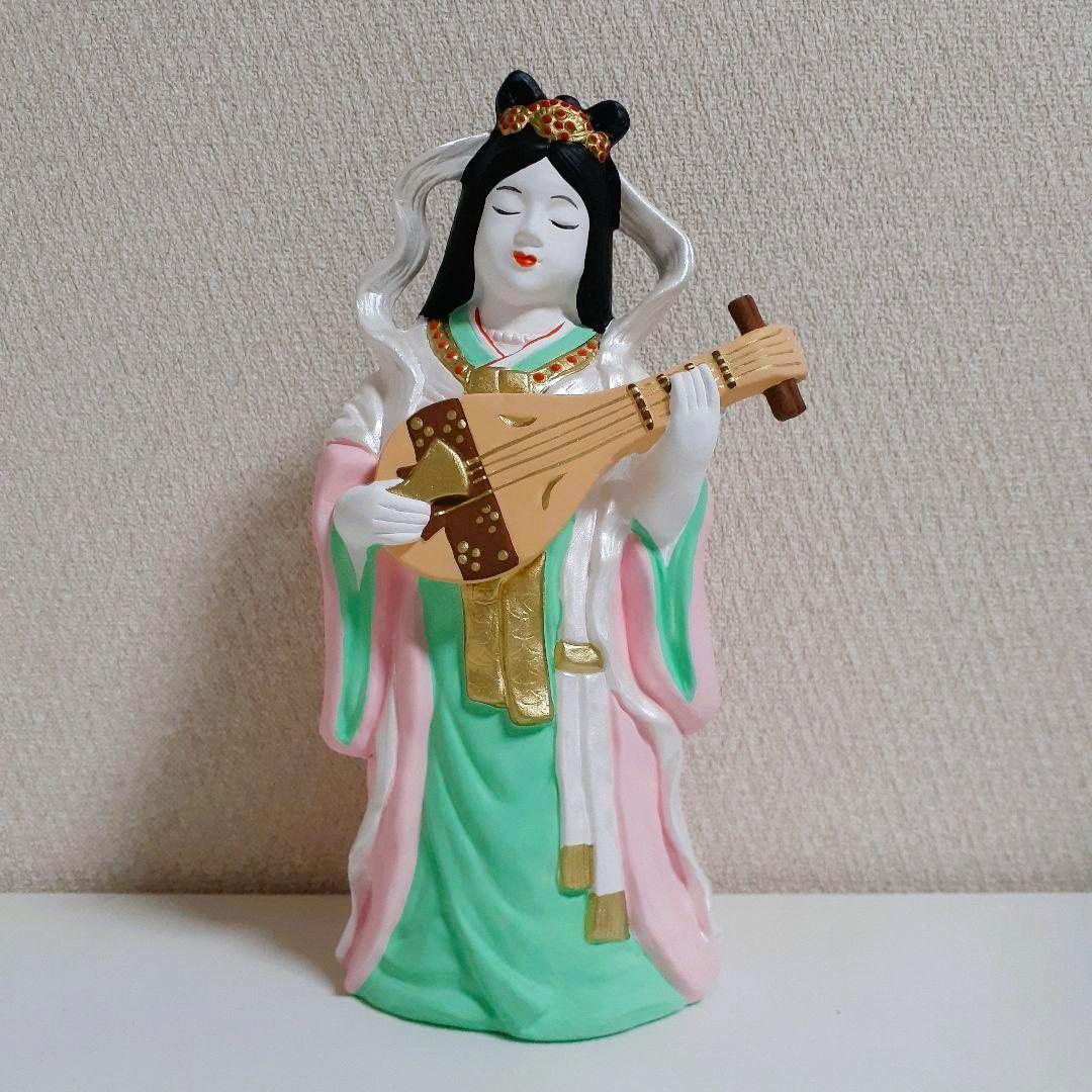 092　開運招福の縁起物！陶器製　笑門七福神　弁財天　特大 昭峰作