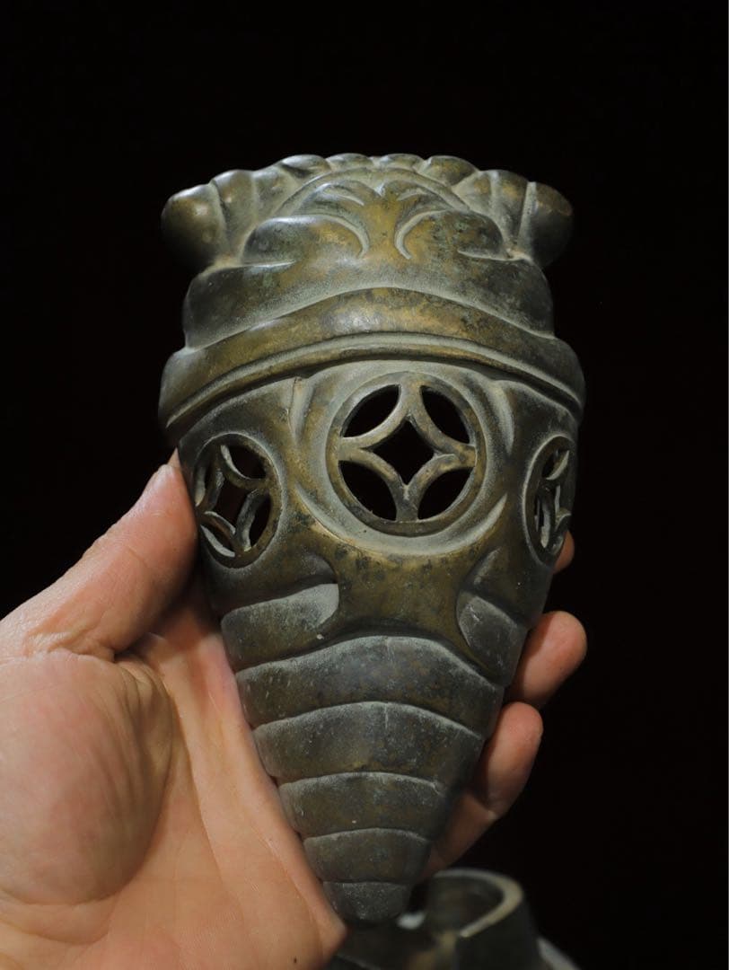 旧蔵　時代物　セミ香爐 純銅製　文房具　文鎮　アンティーク　時代物　古美術　置物