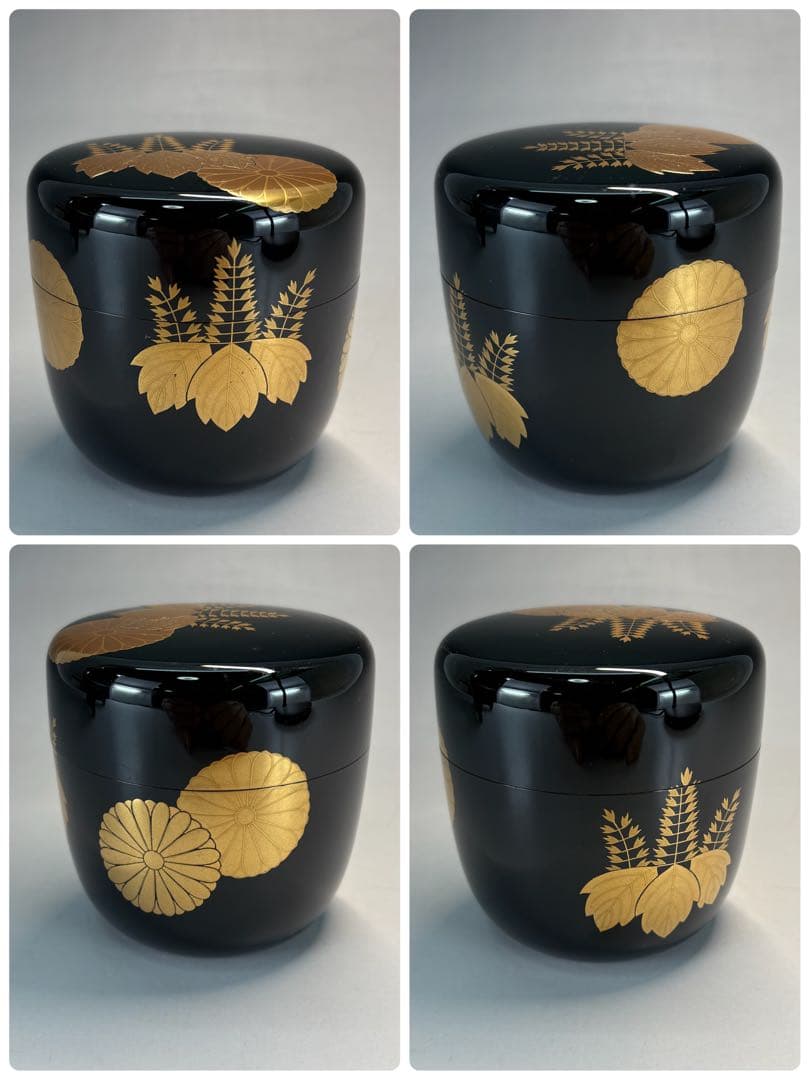 【中古品】吉田華正造　菊桐蒔絵大棗