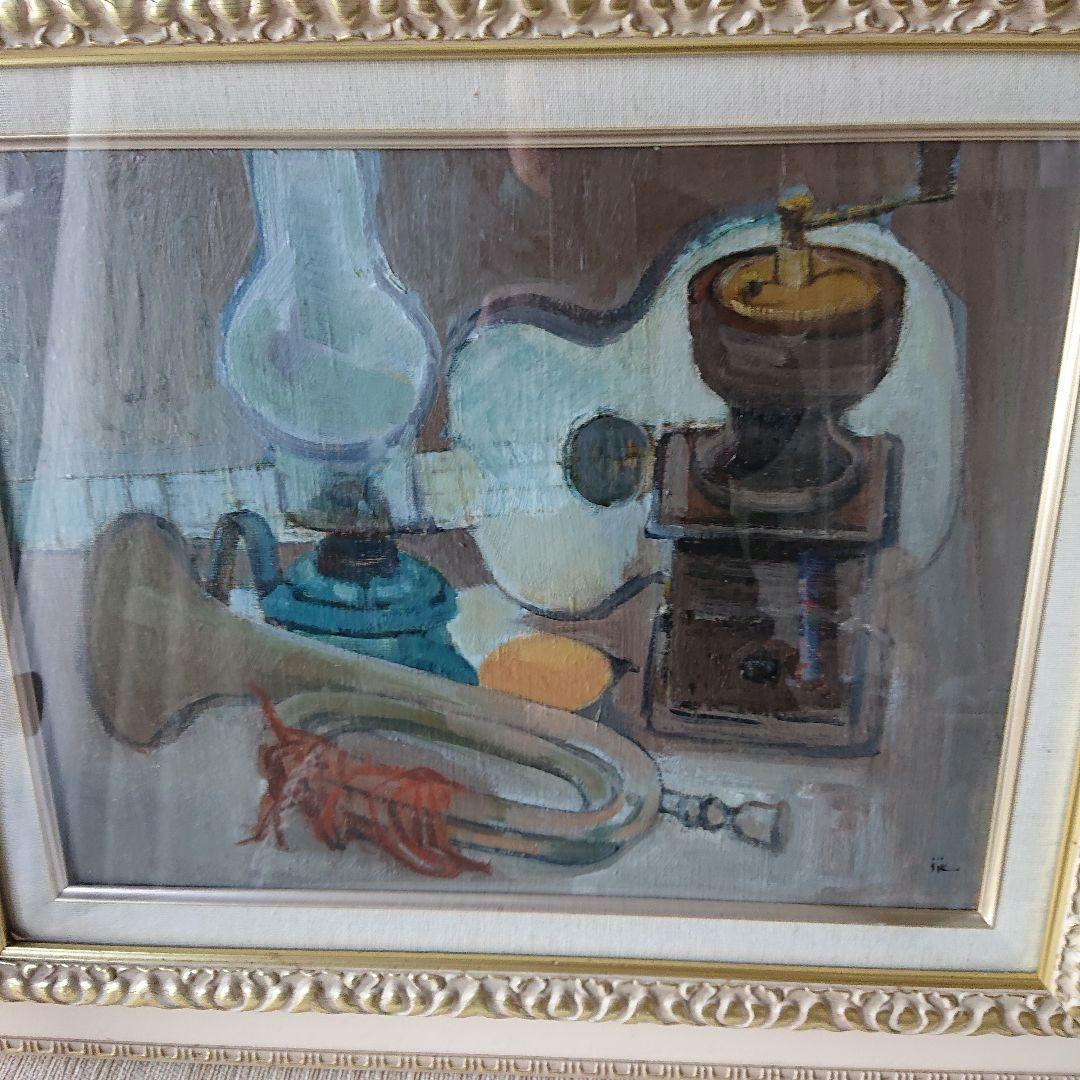 ❣️コーヒーミル❣️ ラッパ ランプ 静物画 カフェ 純喫茶 絵画 作家亀尾従道