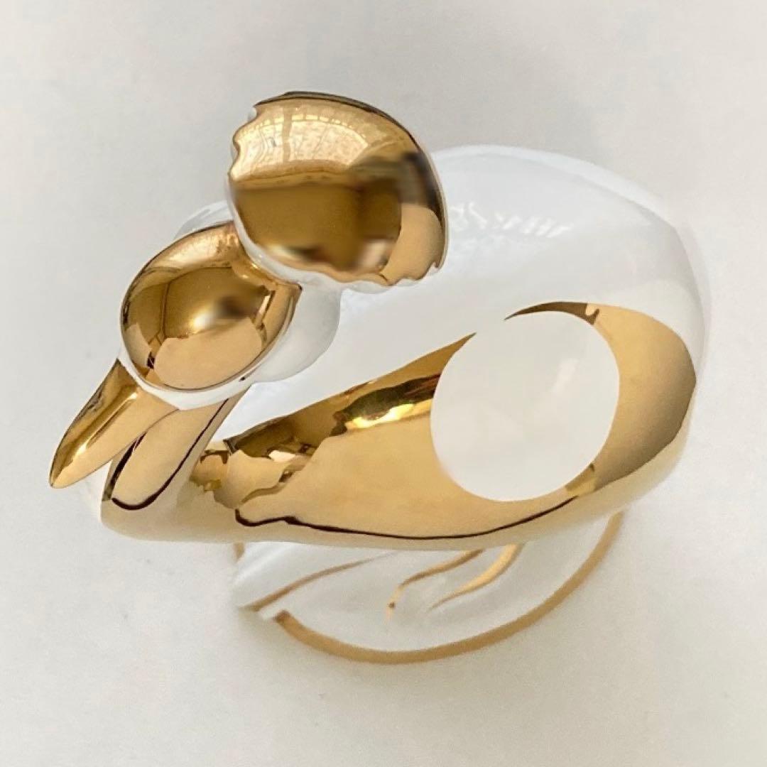 AHURA⁇ 鳥 置物 オブジェ ゴールド 金彩 白磁 陶磁器 レトロ