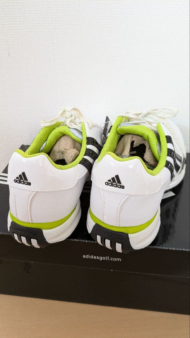 【新品】タグ付き adidas ゴルフシューズ ホワイト/ライム 23cm