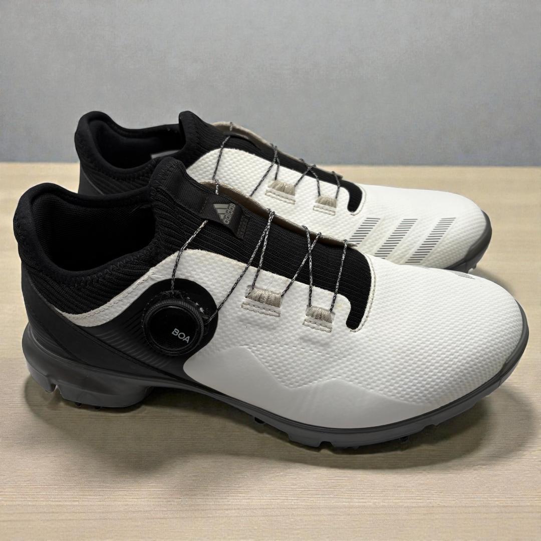 【人気】アディダスコードカオス BOA ゴルフシューズ白黒 26.5スパイクレス