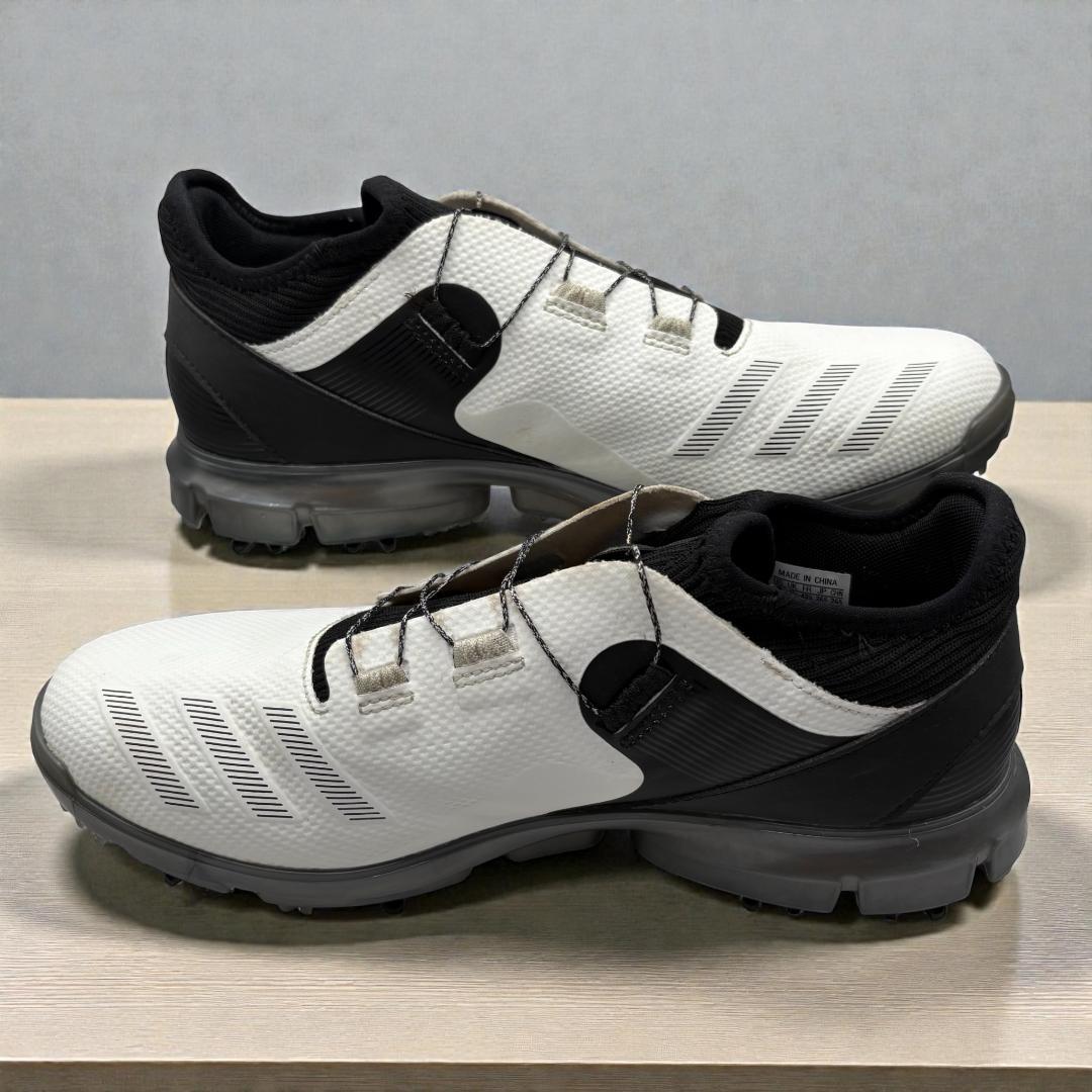 【人気】アディダスコードカオス BOA ゴルフシューズ白黒 26.5スパイクレス