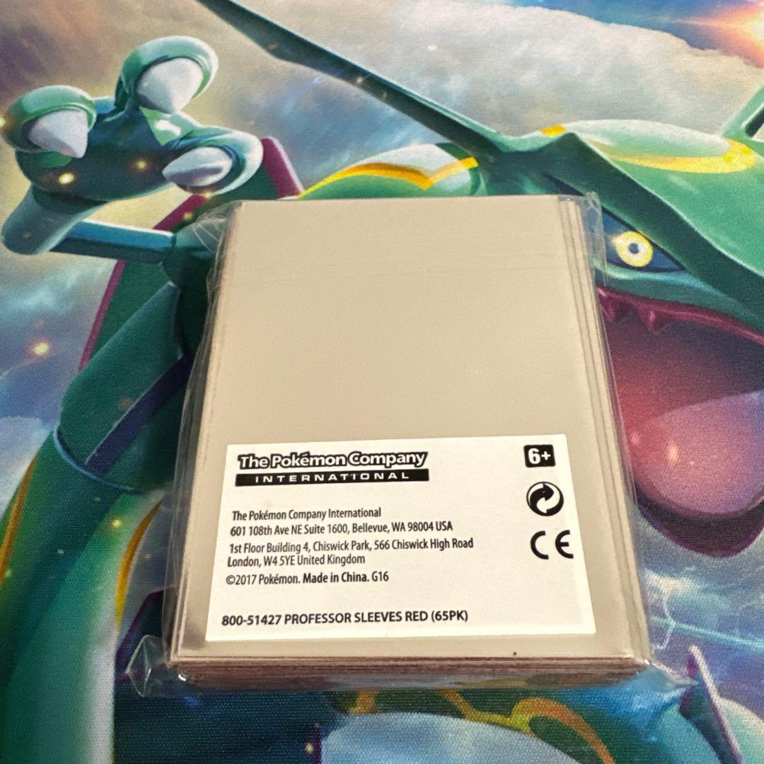 【海外限定！】ポケモン　プロフェッサー　 赤スリーブ 65枚入り