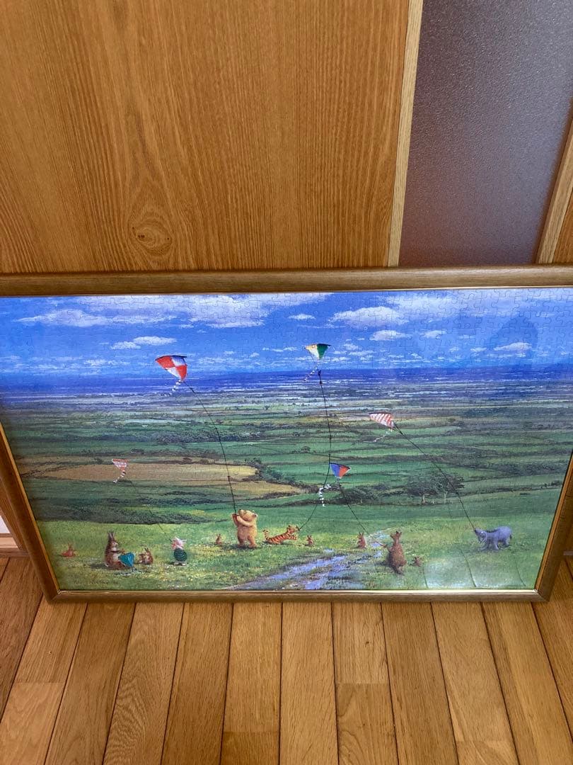 千P⑨ディズニーくまのプーさん　ジグソーパズル　木額55×77㎝　完成品　極美品
