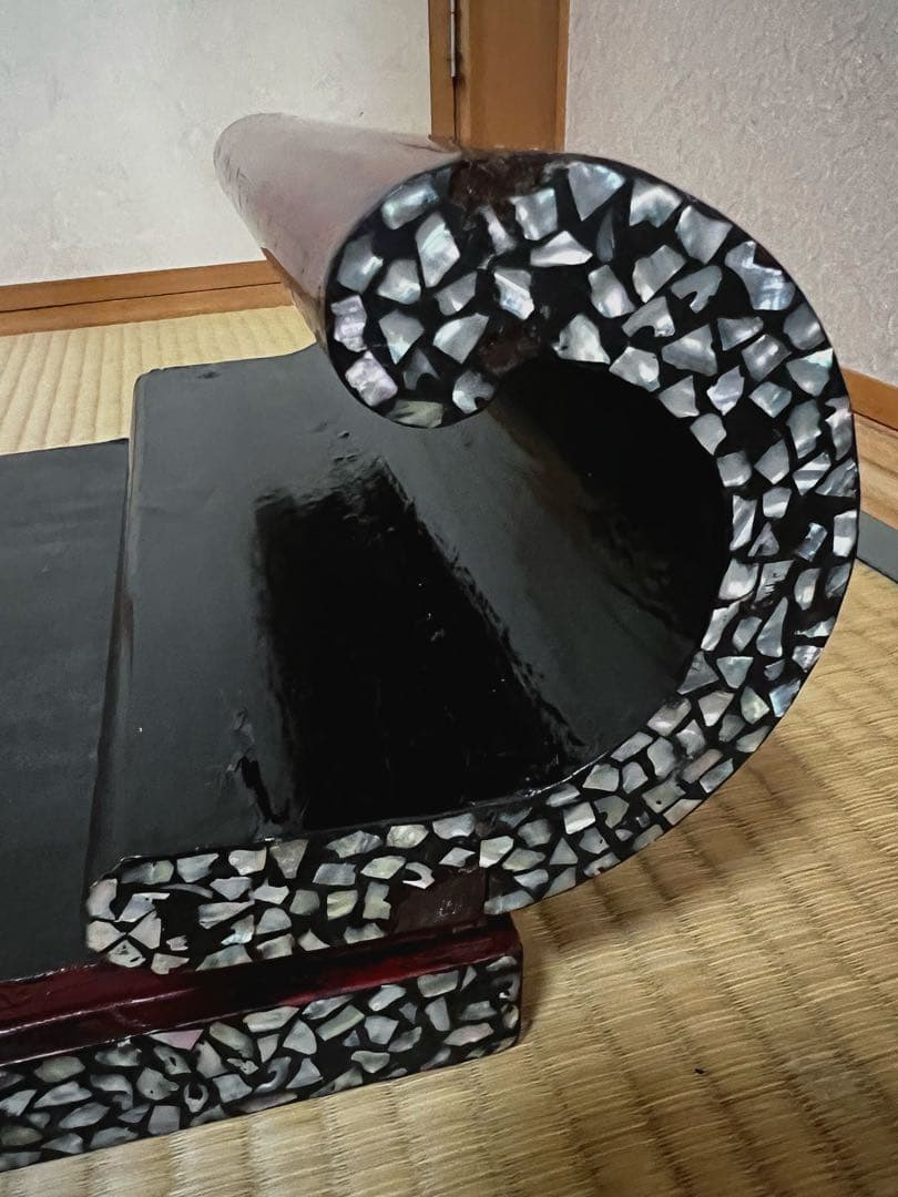 時代 根来 象嵌 螺鈿 巻き花台 香台 盆栽台 特価