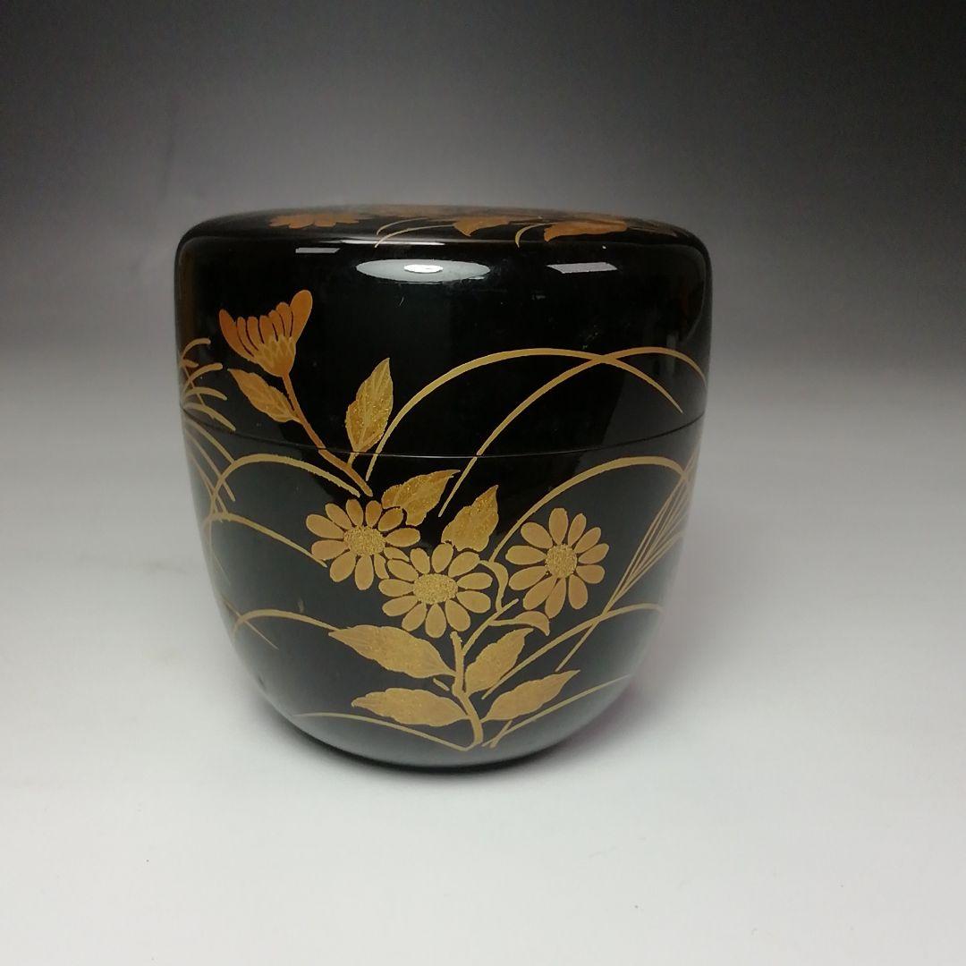 Ｓ５９４　棗　『秋草蒔絵』『稲井玉甫作』『表千家　堀之内宗完　極箱』　共箱