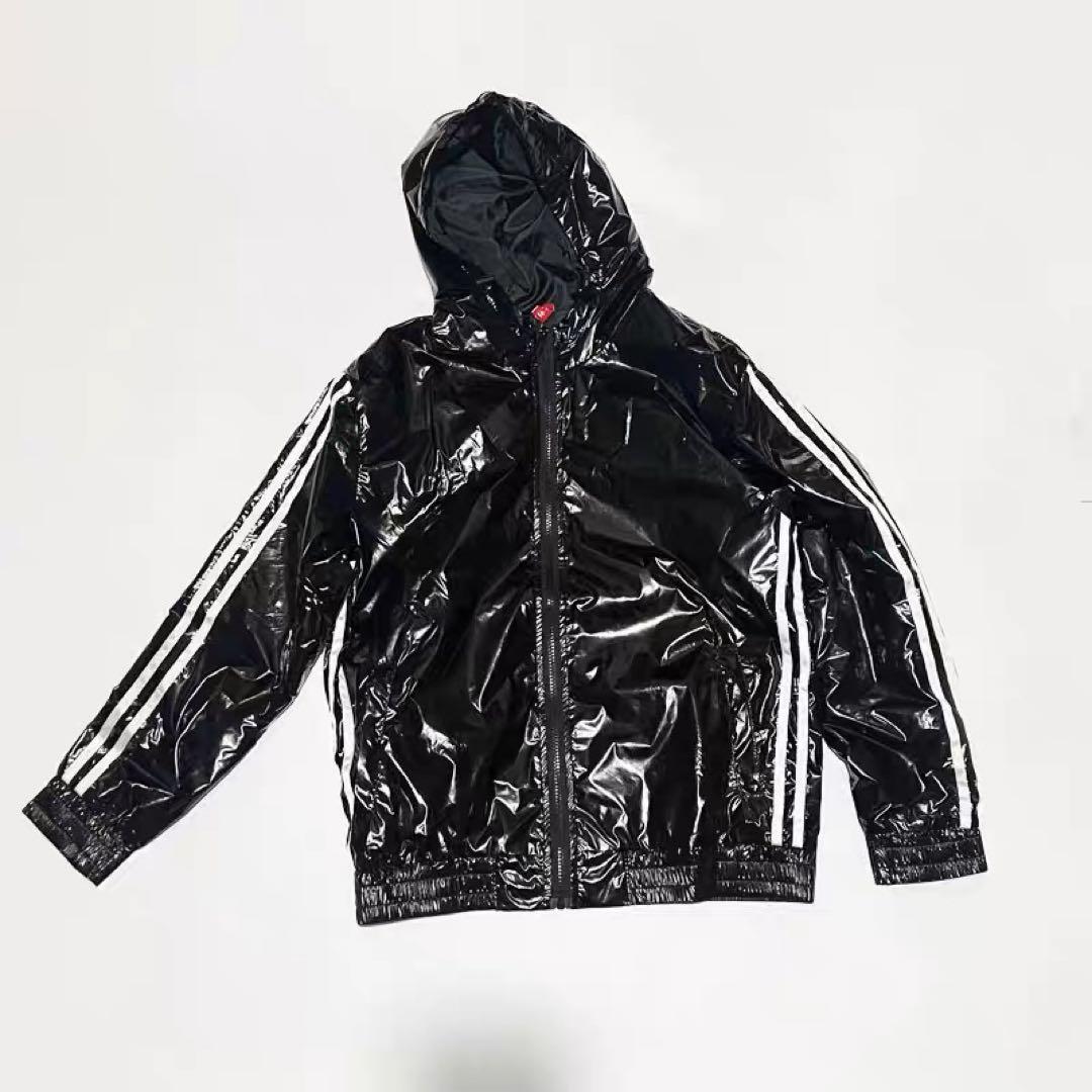 エナメル スーパーウェット光沢 ウィンドブレーカー サウナスーツ 汗出 Lサイズ