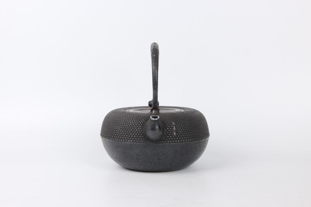 南部 保寿堂 銅蓋 銀口銀粒提手 1000ml 硬鉄 砂鉄 鉄瓶 FJ21-12