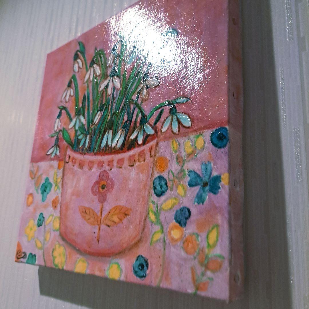 キャンバス油絵　 専用　春を告げる花スノードロップ