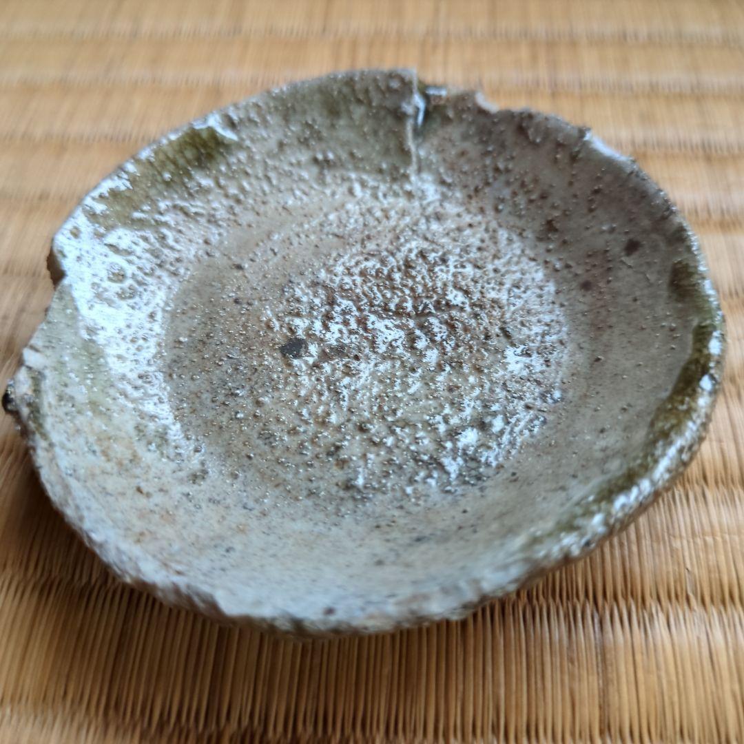 自然釉 円形陶器皿 木箱付き　猿投　山盃　骨董品