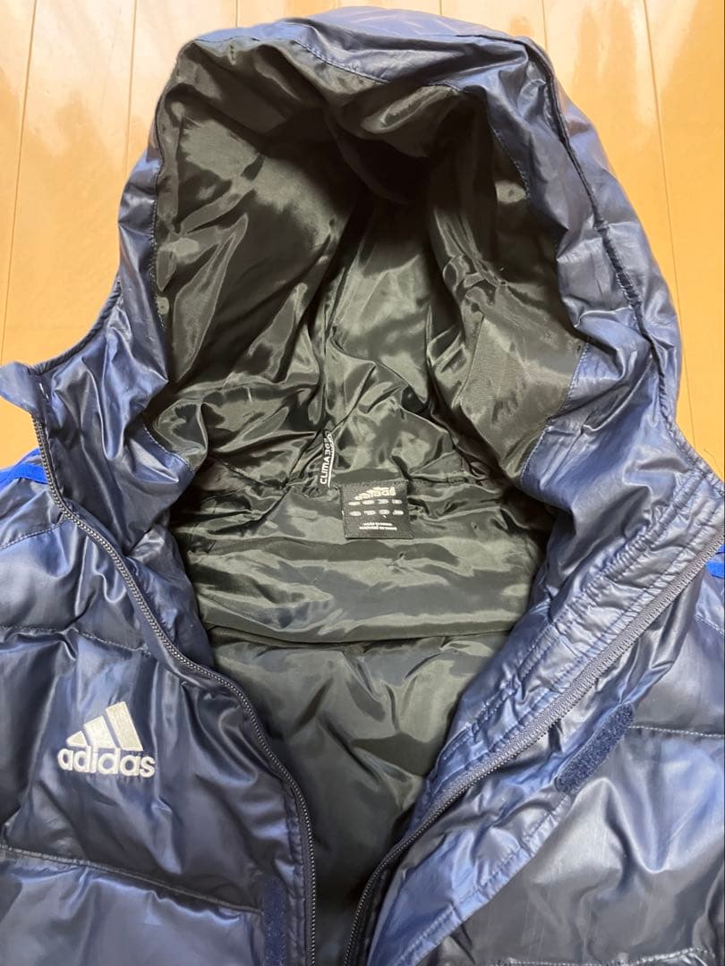 極暖adidas ネイビー ダウンベンチコート　Lサイズ