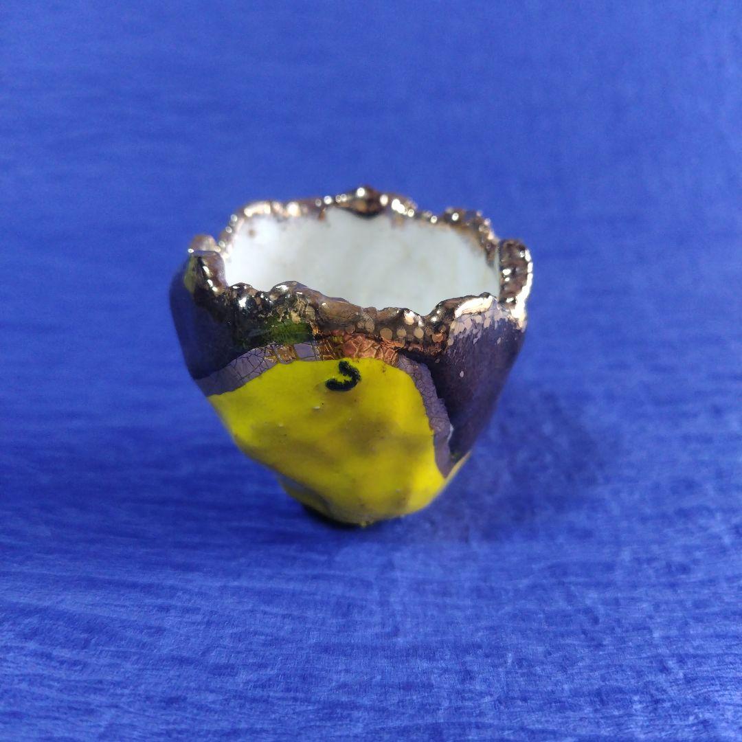 【希少】高鶴元　おちょこ　ぐい呑み　盃　湯呑み　鑑賞用　陶器　金色縁　　レトロ