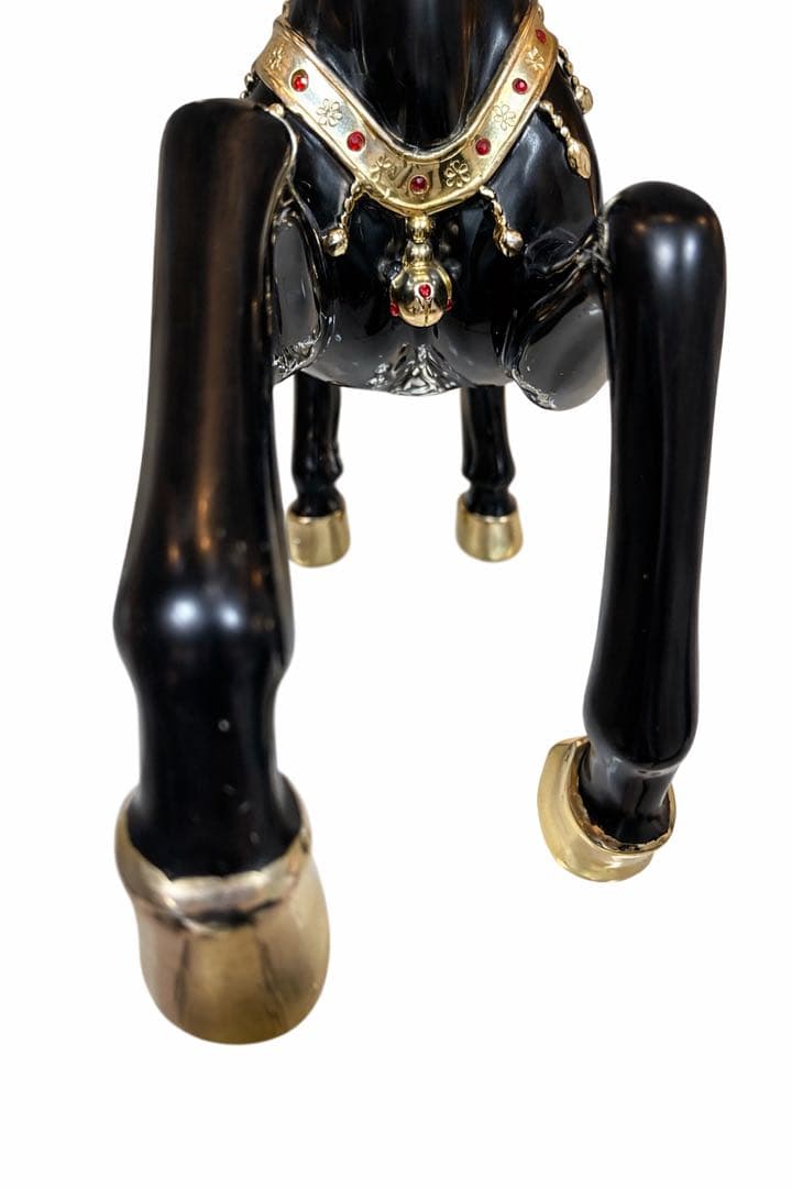 黒金の馬の彫刻 オブジェ　馬