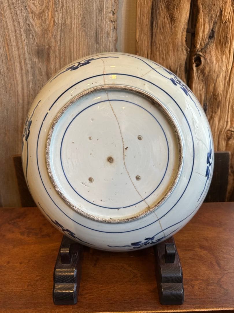 古伊万里　魚紋様　染付　大皿　江戸時代中期　有田焼き