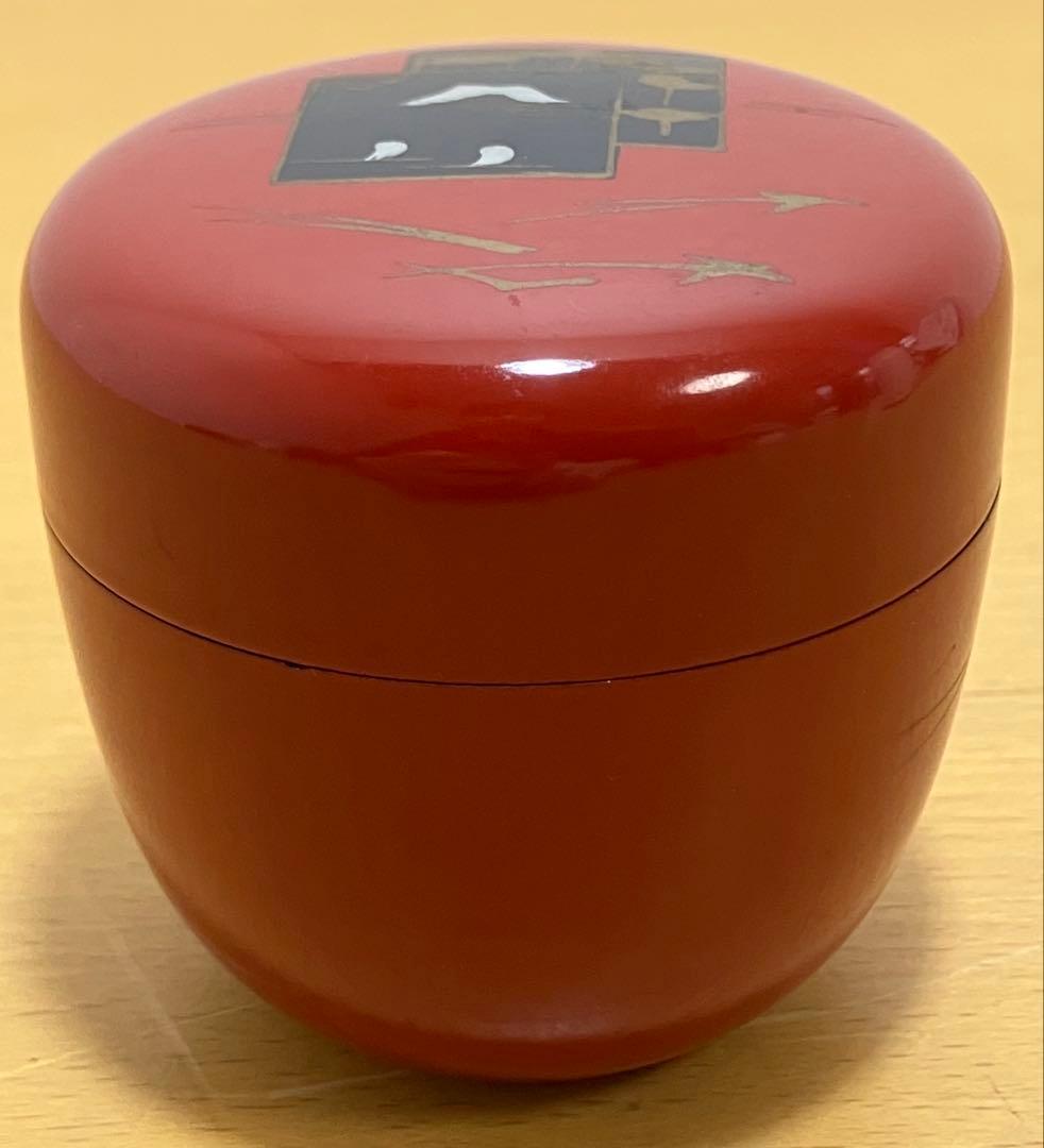 【茶道具】棗　なつめ　朱色　抹茶入れ　茶器　漆塗り