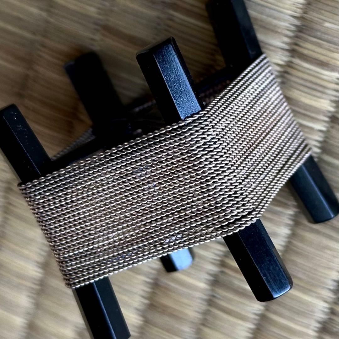 井波慶州作【黒漆 銀線糸巻 蓋置】銀製 茶道具 共箱