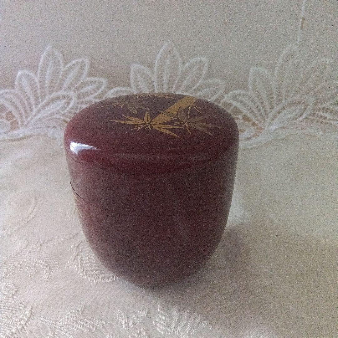 中棗　竹蒔絵　山下泰園作　蒔絵師　共箱　在銘　茶道具