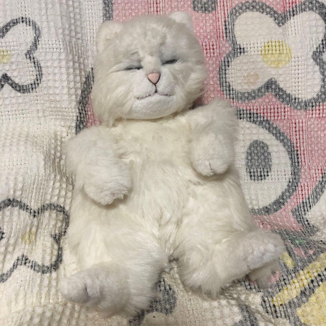 オリエンタルトーイ　ジョリーマンマ　シロネコ　眠り猫ぬいぐるみ　中古品