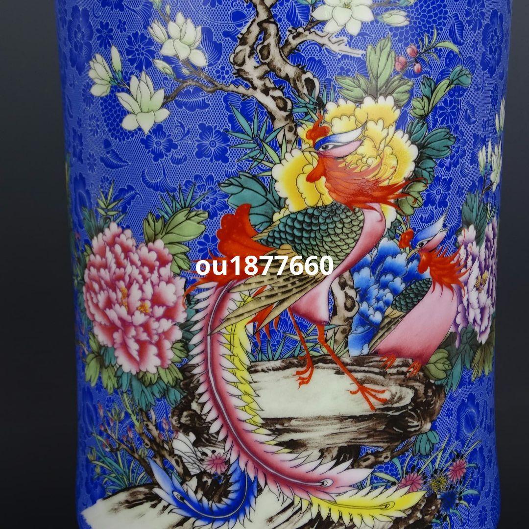 清雍正摘糸琺瑯彩富貴花鳥紋長筒瓶 景徳鎮 陶磁器 装飾品 現代工芸品美術品 置物