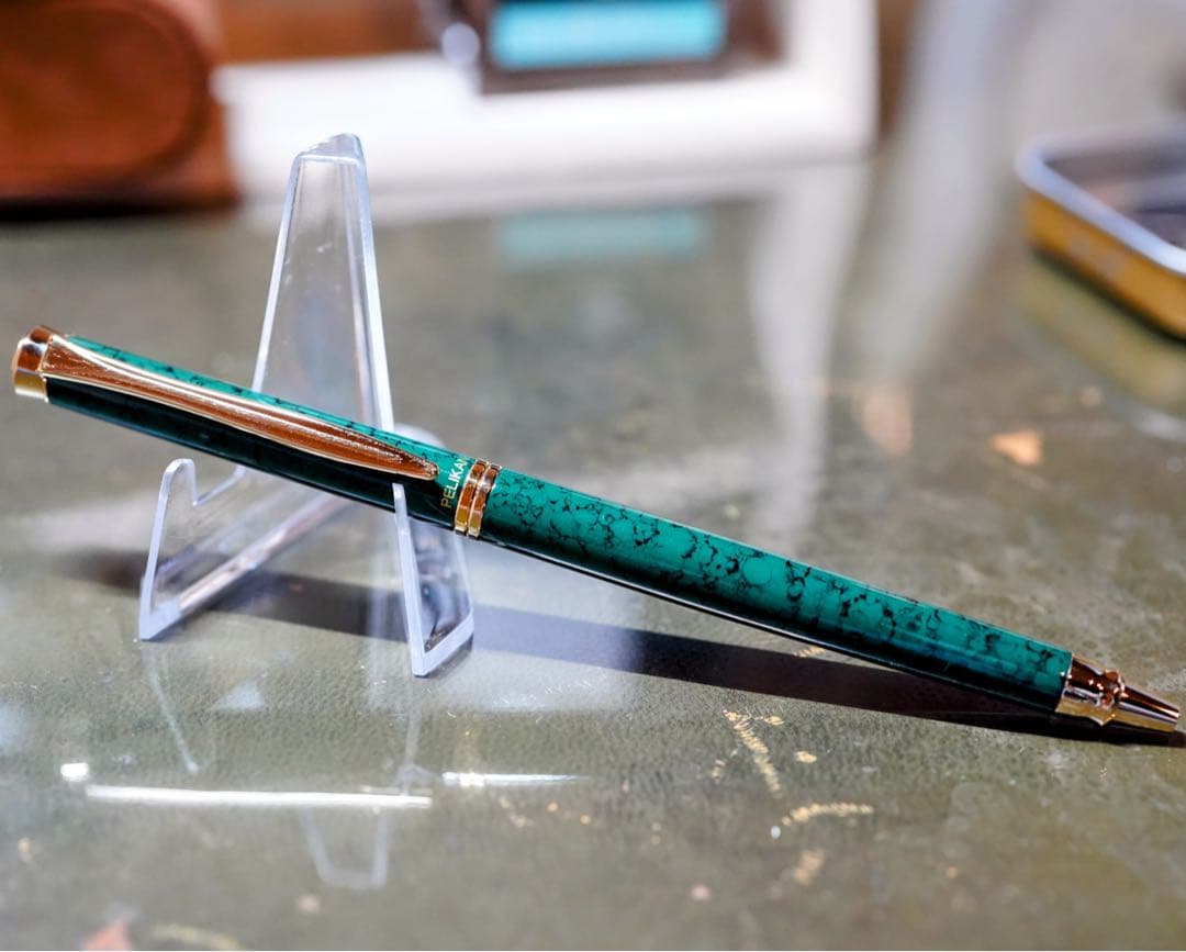 ペリカン　ボールペン　希少　マーブル　検　スーべレーン　緑　手帳用　高級