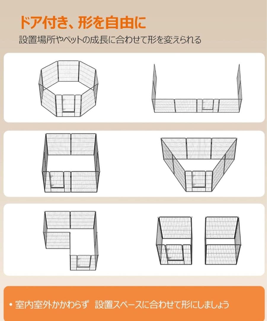新品スチーム製組立簡単大型ペットサークル高さ120cm 超大型犬用 パネル8枚
