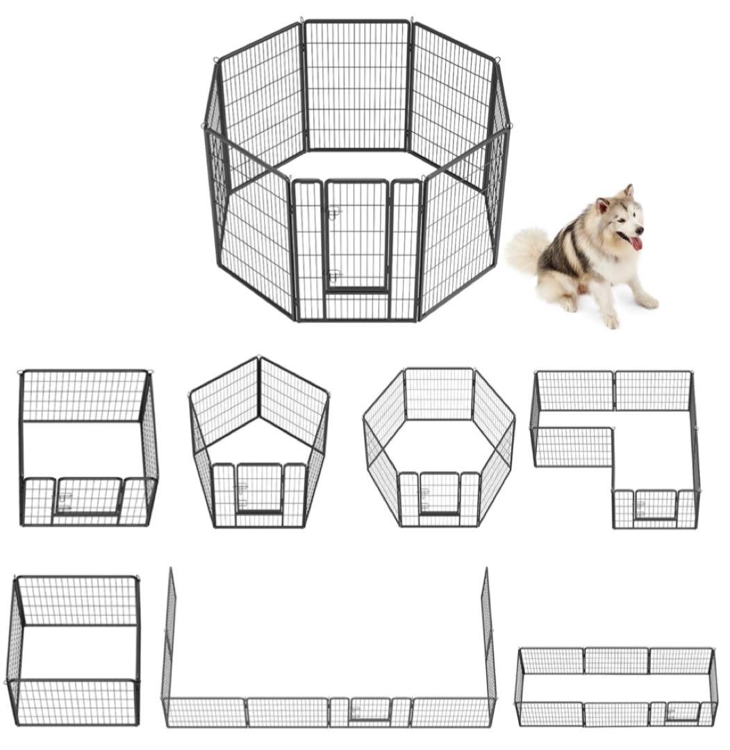 新品スチーム製組立簡単大型ペットサークル高さ120cm 超大型犬用 パネル8枚