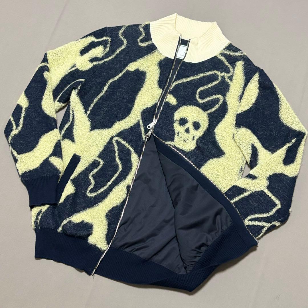 マークアンドロナMARK&LONA 裏地付きモヘヤ混スカルニットジャケット 48