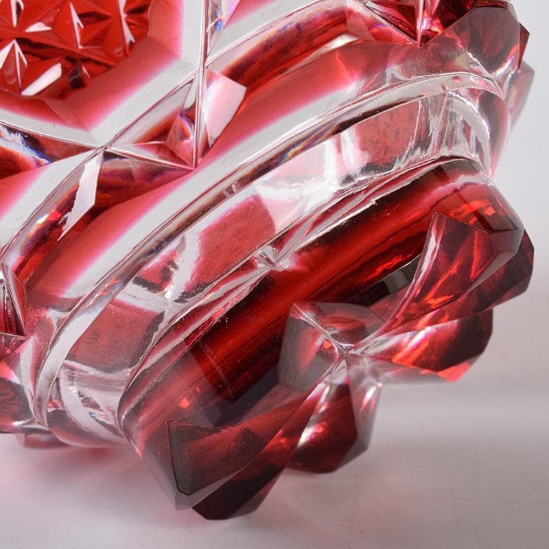 薩摩ガラス工芸作　復元　島津薩摩切子　色被せガラス　切子猪口　共箱　MR8283