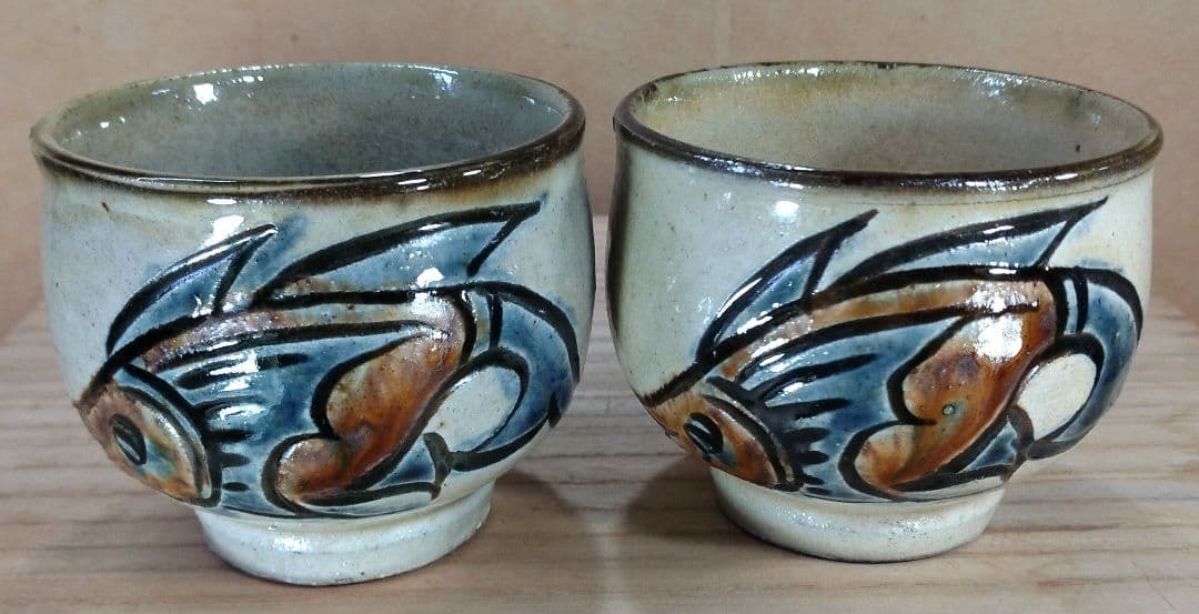 トムトム！【本物保証】金城次郎 湯呑五客 海老魚紋湯呑≪最上位品≫人間国宝