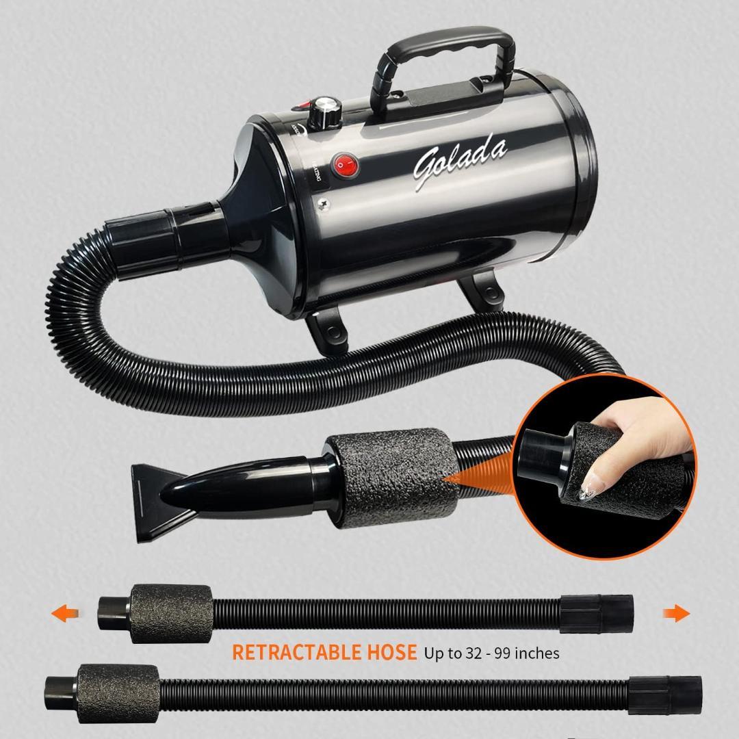 GOLADA 犬用ドライヤー 3.2HP/2400Wペットドライヤー（ブラック）