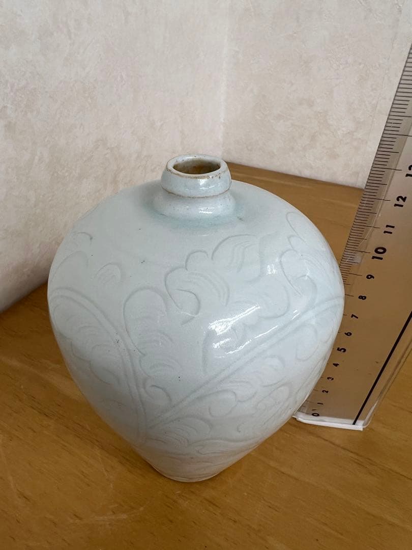 中国元時代影青釉　刻画花紋　梅瓶　骨董 美術品　唐物　 江戸　青磁　コレクション